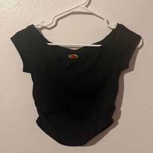 Black Ruched Women's Crop Top